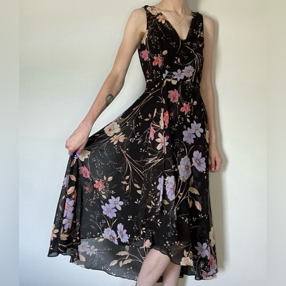 Calvin Klein A Line Floral Midi Dress with Separate Slip Size 12 - Picture 2 of 14